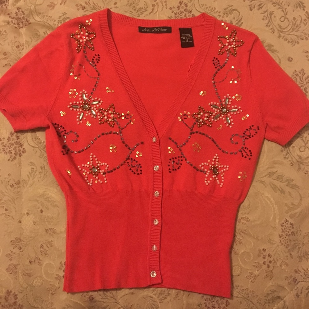 Red jeweled cardigan